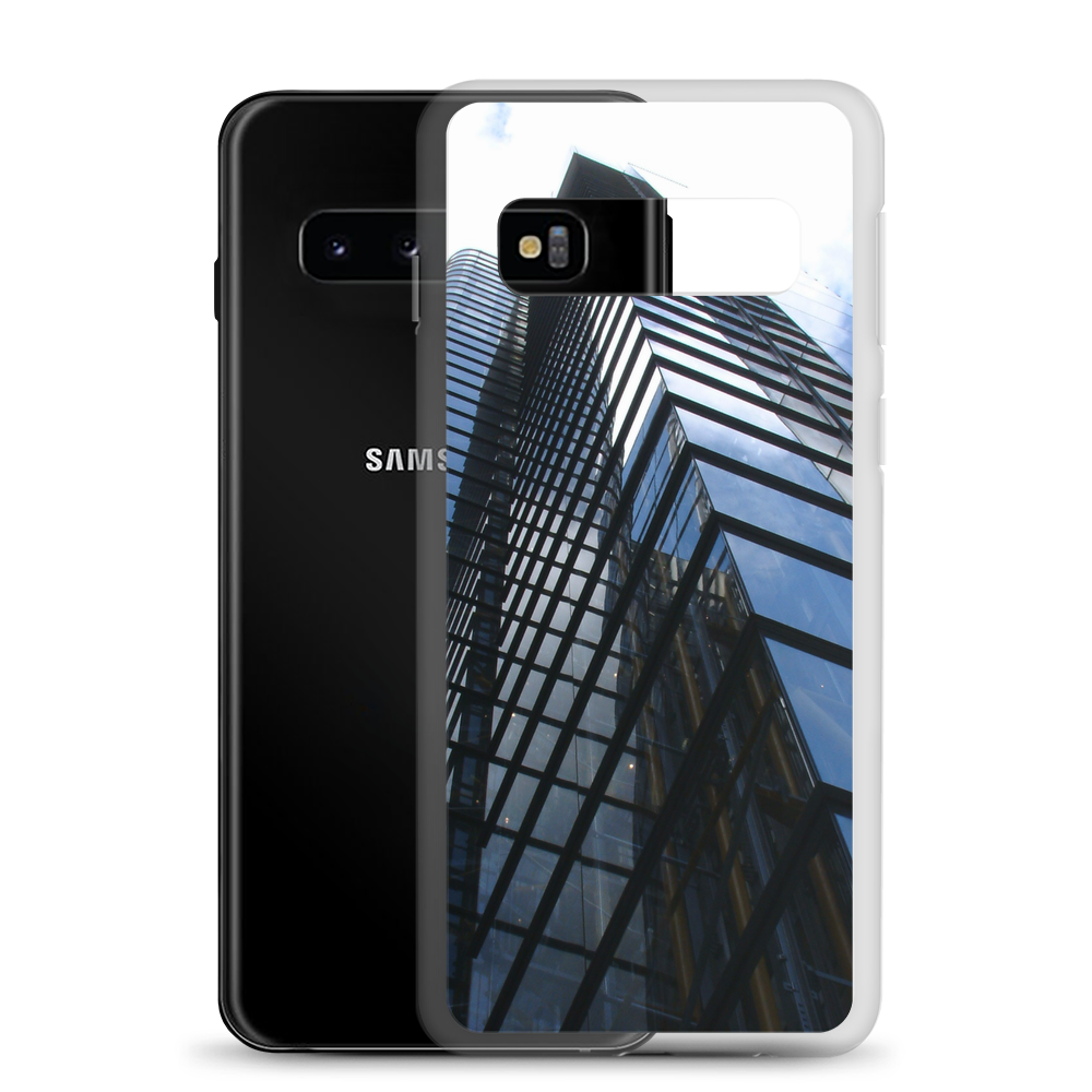 samsung shell with the motif of a glass tower